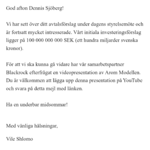 Ni är amatörer mot DENNIS KRSITOFFER SJÖBERG 100 000 000 000 miljarder kroor som investering för 1 plattform www.reapriser.com